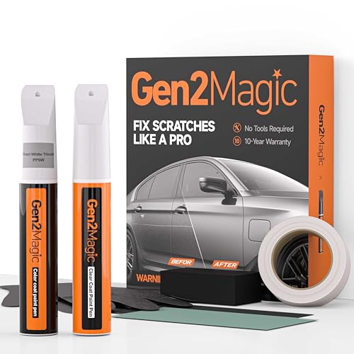 Gen2Magic Pearl White Touch Up Paint Pen Kit for Telsa Y 3 S X [Clear Coat Included], PPSW Color Match for Scratches, Rock Chips, Bumper Dings, Easy Scratch Repair & Rust Remover for Tesla Owners