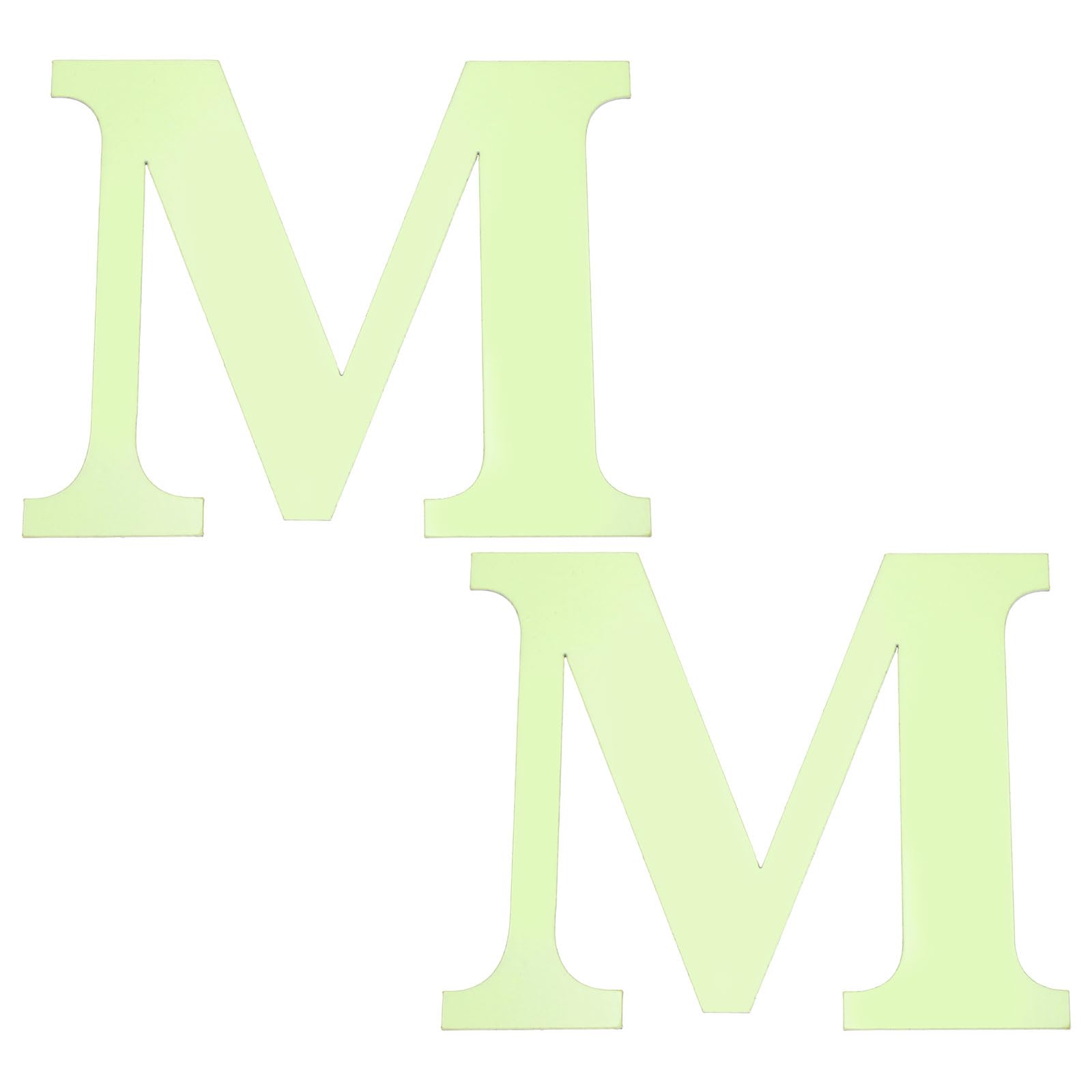 sourcing map 2Pcs 3D Alphabet Mirror Wall Stickers, 3.9" Letter M Self-Adhesive Glow in the Dark Sticker for DIY Party Wedding House Room Bedroom Wall Decoration, Fluorescent Green