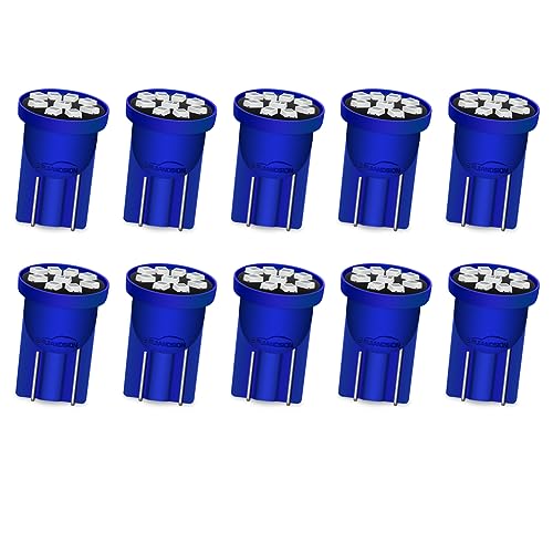Ruiandsion T10 194 Ampoules LED 12V Bleu 168 2825 Ampoule LED à culot en forme de coin de rechange pour les lampes intérieures de porte et de tableau de bord...