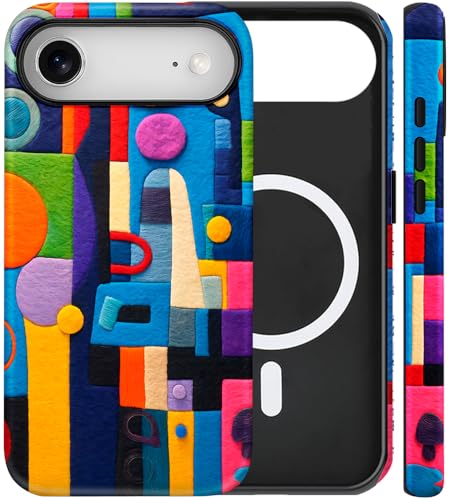 Coque iPhone 17 Air magnétique au motif géométrique abstrait et art coloré en TPU et PC rigide