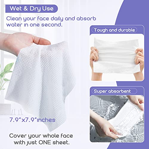 Poeticehome Cotton Tissue Dry Wipes - Extra Thick Biodegradable Facial Cleansing Towel Disposable Wash Cloth For Makeup Cleaning 4 Pack #TOP3