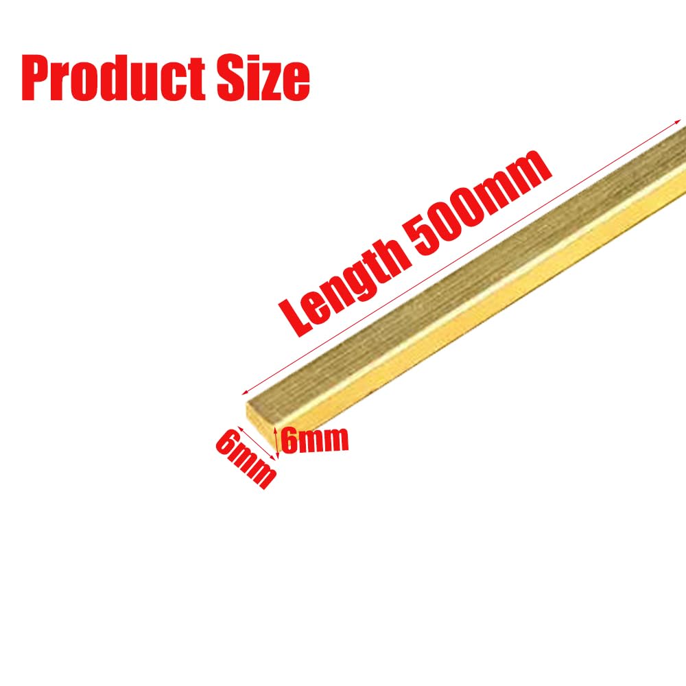 2 Stück Messingvierkantstangen H59, Länge 500 Mm, Metallstreifen, Für Labor Und Handgefertigt/6 * 6 * 500Mm