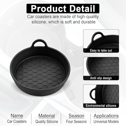 Portavasos para Auto de Silicona Negro 4 Piezas miniatura 4