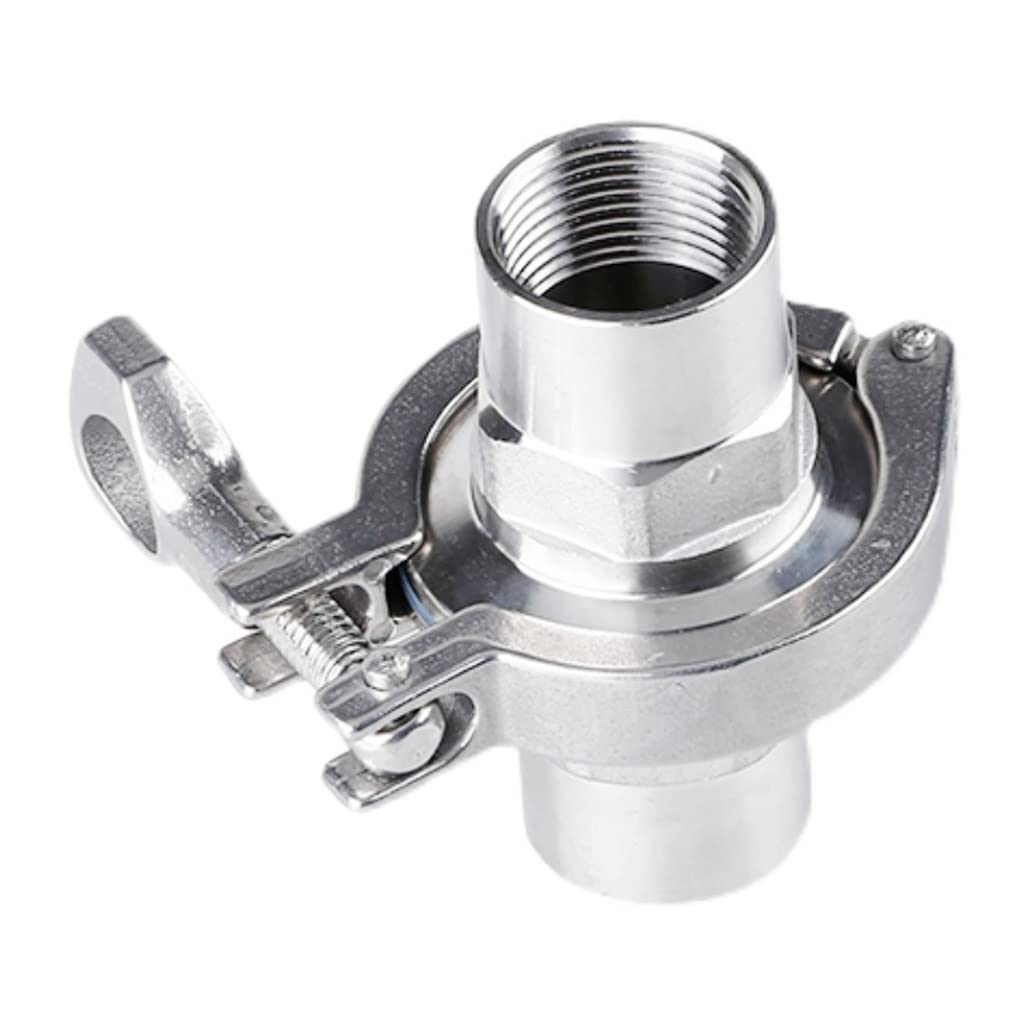 Adaptador de virola de rosca de cubierta de triple abrazadera, fontanería de acero inoxidable 304 con junta de silicona, accesorio de tubería, 1 Uds.(DN50 clamp77.5 FIP)