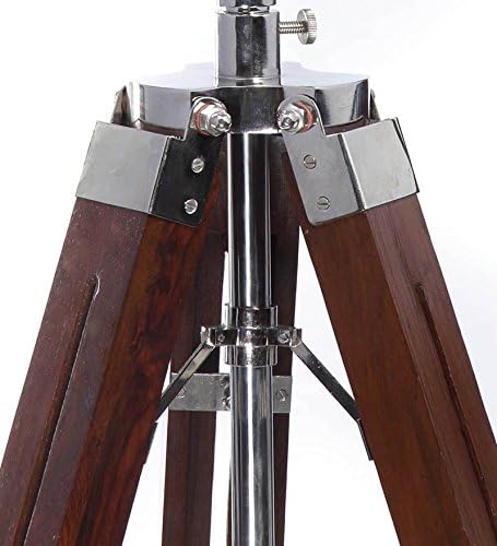 NAUTICALMART Nickle Finish Wooden Tripod Floor LAMP for Living Room