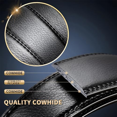 Automatic Ratchet Leather Belt – Adjustable Genuine Leather with Alloy Buckle for All Ocations Dress, Cut to Fit2