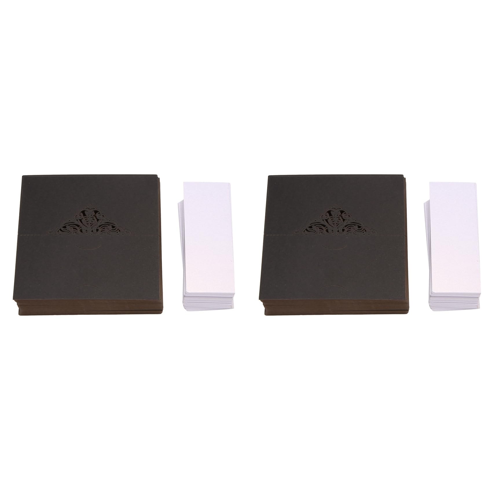 Hndhbfgrt 200 Pcs Table Place Cards with White Inserts Crown Tent Cards Name Cards for Wedding Banquets Buffet Bridal Black