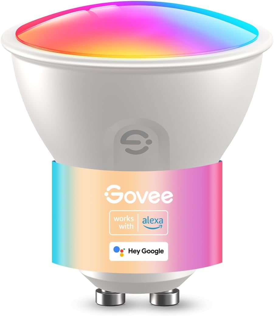 Govee Govee Ampoule Connectée WiFi, Ampoule LED GU10 RGBWW Fonctionne avec Matter, Alexa et Google Home, Lampe GU10 Intelligente 400LM Dimmable, 16 Millions de Couleurs, Synchronisation de Musique, 1 Pack