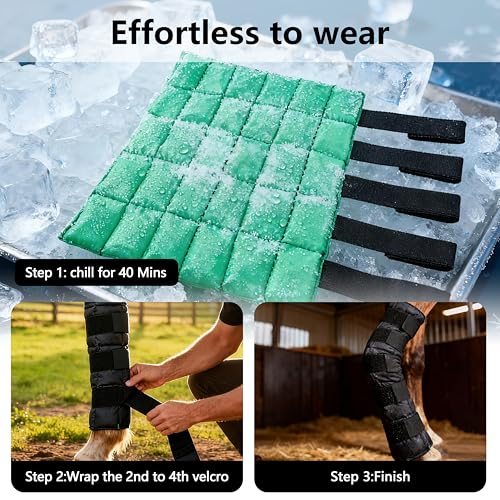 Reusable Gel Horse Ice Boots 2 Pack, Adjustable 5 Leg Cooling Wraps | Easy Cooling Relief on Hocks Knees & Ankles, Durability & Cooling in Active Horses - Image 4