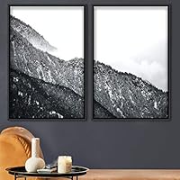 2 Piece Framed Canvas Wall Art Misty Forest Canvas Prints Home Artwork Decoration for Living Room,Bedroom - 16