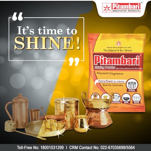 Image of Pitambari shining Powder For six metals (Copper, Brass, Aluminium, Iron, Silver, Steel) Bartan Bar Soap for Puja Utensils Dish washing powder Pack 3(150gms)