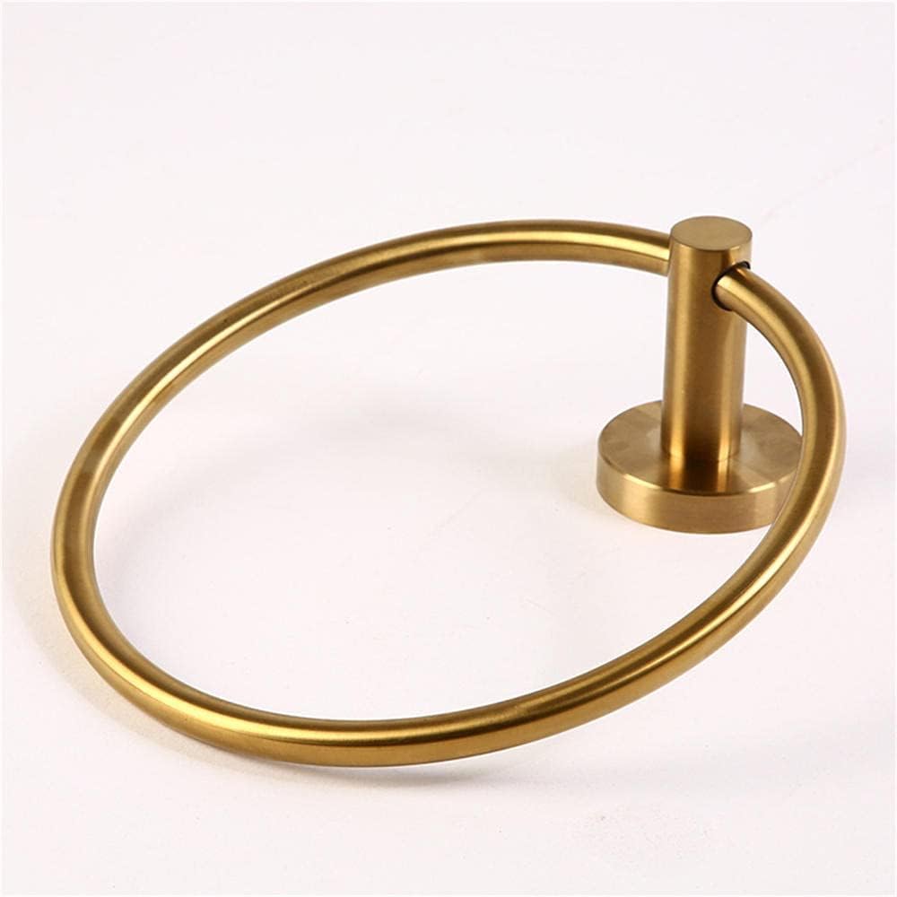 304 Stainless Steel Brushed Golden Towel Circle Round Towel Ring Head Tissue Hanging Ring Rack Easy Cleaning Stainless Steel Bath Towel Rack Towel Ring