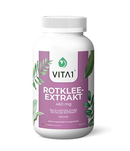 VITA1 Rotklee Extrakt 460mg • 120 Kapseln (2 Monate Vorrat) • für das Wohlbefinden in den Wechseljahren • Kapseln von Vita1® sind besonders für Veganer und Vegetarier Cover