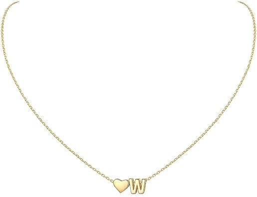 ChicSilver 925 Sterling Silver Heart Initial Necklaces for Women -Dainty Personalized Heart Pendant Letter Alphabet Necklace for Women