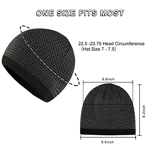Image of Mens Winter Warm Knitting Hats Plain Skull Beanie Cuff Toboggan Knit Cap
