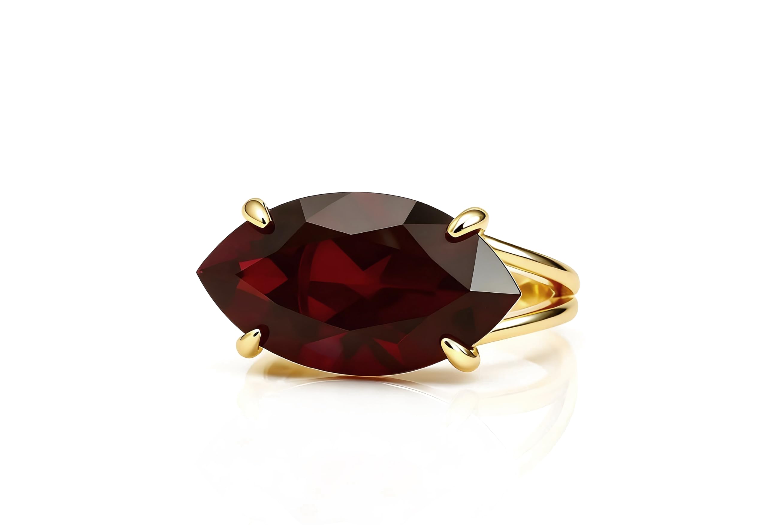 Fett Granat Ring im 14k Gold - Marquise Schliff Granat Ring - Frauen Edelsteinschmuck für Mode, Verlobung, Geburtsstein, Hochzeit, Jahrestag Geschenke für Frauen - Individuelle Größe und Material