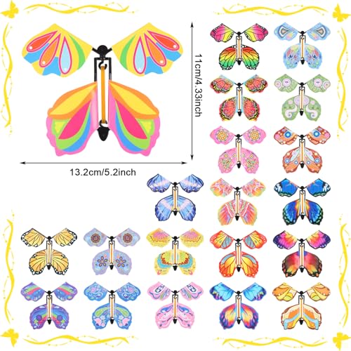 Image of LOMIMOS 40PCS Magic Flying Butterflies, Wind Up Butterfly Gift Fairy Flying Toy for Kids Surprise Explosion Box Wedding Birthday Party Book Greeting Card(20 Styles)