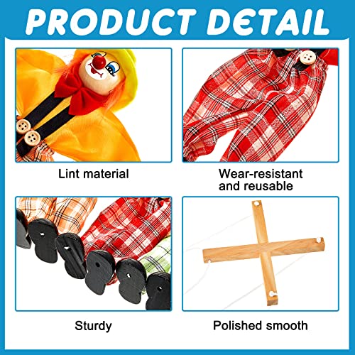image for Meooeck 6 Pack Wooden Marionette Puppets Pull String Puppets, Include 