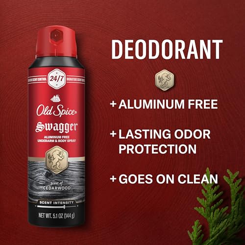 Old Spice Aluminum Free Body Spray for Men, 24/7 Signature Scent & Lasting Freshness, All-Day Odor Protection, Easy Application, Swagger with Cedarwood, Apple, & Fresh Herbs Scent, 5.1 oz (Pack of 3) - Image 3