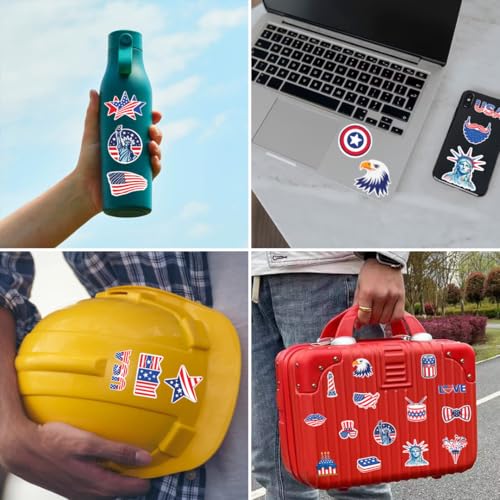 Image of IGNIXIA 100pcs 4th of July Theme Waterproof Stickers - Patriotic 250th Independence Day & Party Favors Decorations for Laptop, Water Bottle, Scrapbook, Skateboard, Mobile
