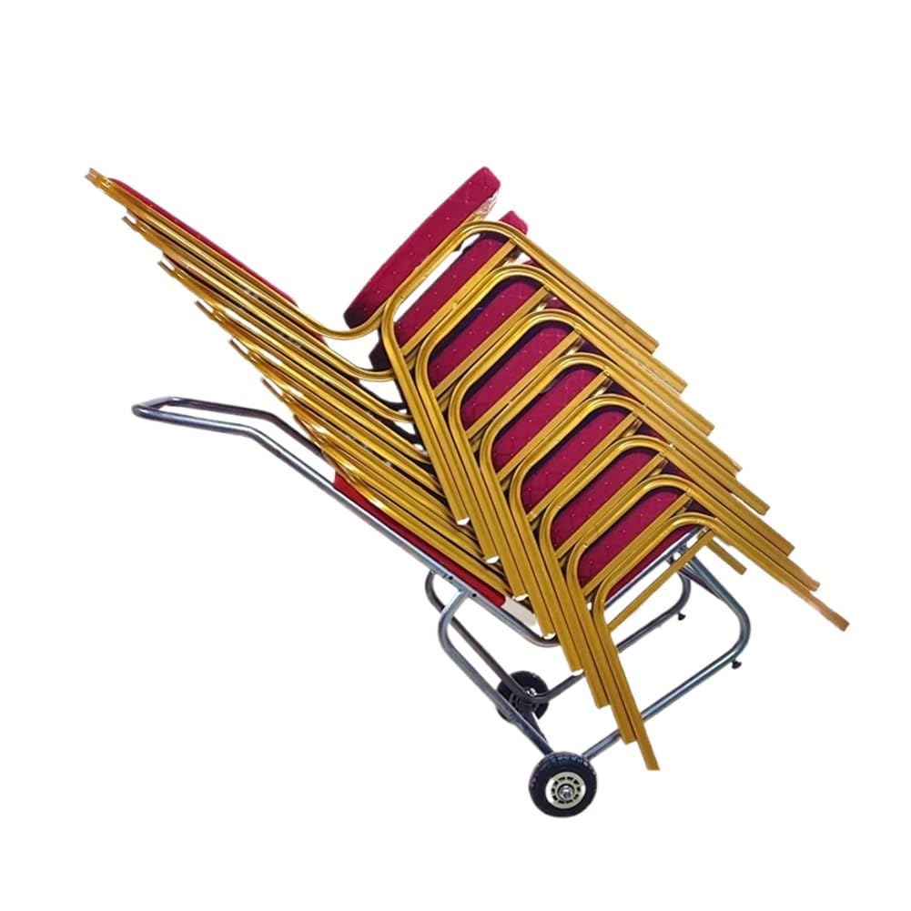 JKJZSALJ Commercial Stacked Chair Cart, Holds 12 Chairs, Banquet Chair Trolley, Push-Style Chair Holder, For Wedding, Kitchen, Banquet, Party,Red,38x67x119 cm