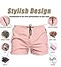 Redqenting Mens Swim Trunks Quick Dry Swimwear Zipper Pockets, Swim Shorts with Mesh Lining Light Pink