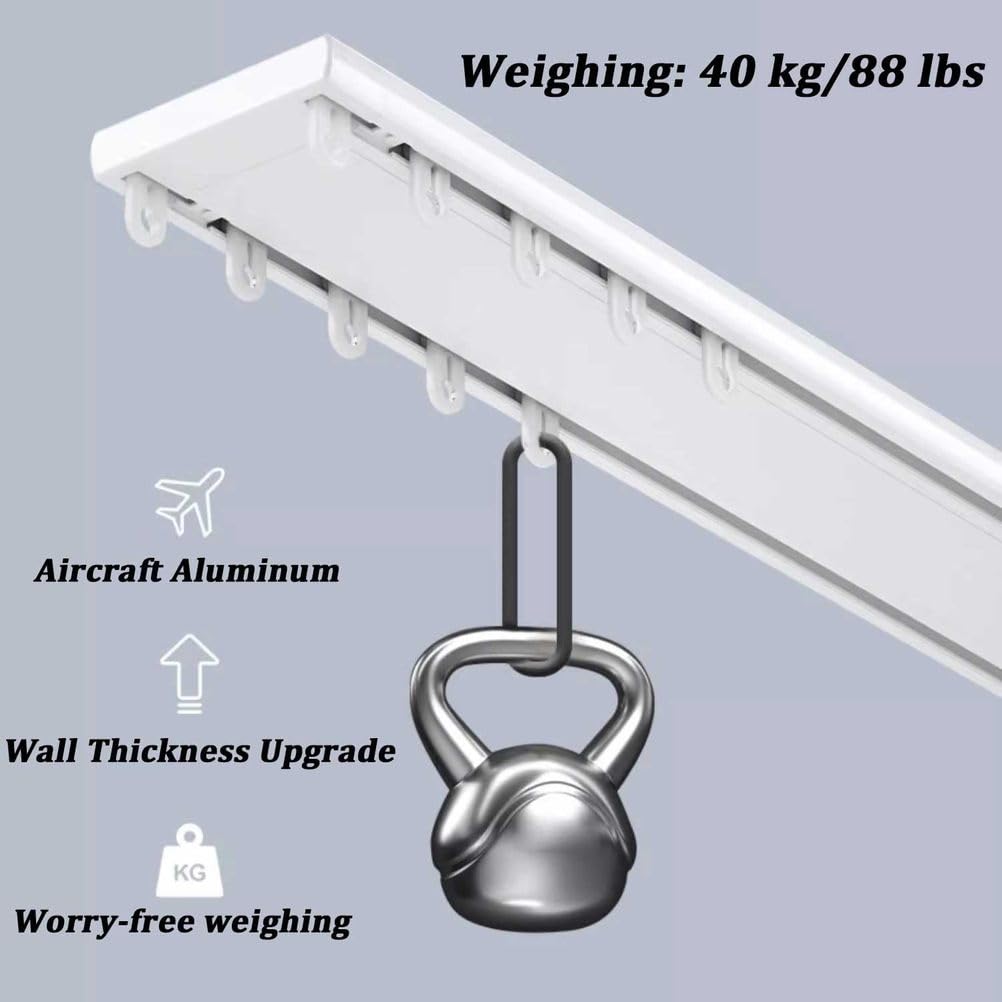 Heavy Du 1 m czarny dwurzędowy zestaw szyn sufitowych - aluminiowe pręty i szyny, łatwy montaż do montażu sufitowego lub ściennego, idealny do dzielenia pomieszczeń