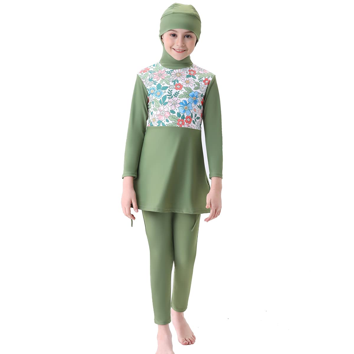 Burkini Maillot de bain musulman à manches longues Rashguard avec jupe