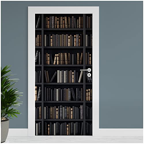Finest Folia Türfolie 90x200 cm Türtapete Türposter Folie für Tür Wohnzimmer Kinderzimmer Küche Türaufkleber Bad Aufkleber selbstklebend TF01 (06 Bücherregal)