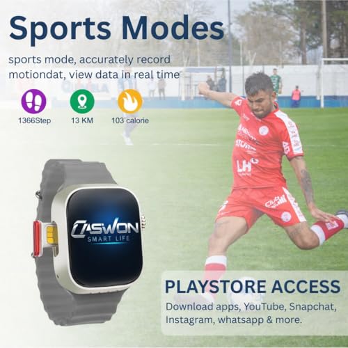 Image of GS29 5G SIM Android Smart Watch,Store Working, Maps, YouTube, Sports Features, Volte Calling(5G SIM Supported) Extra Band (Orange and Black)