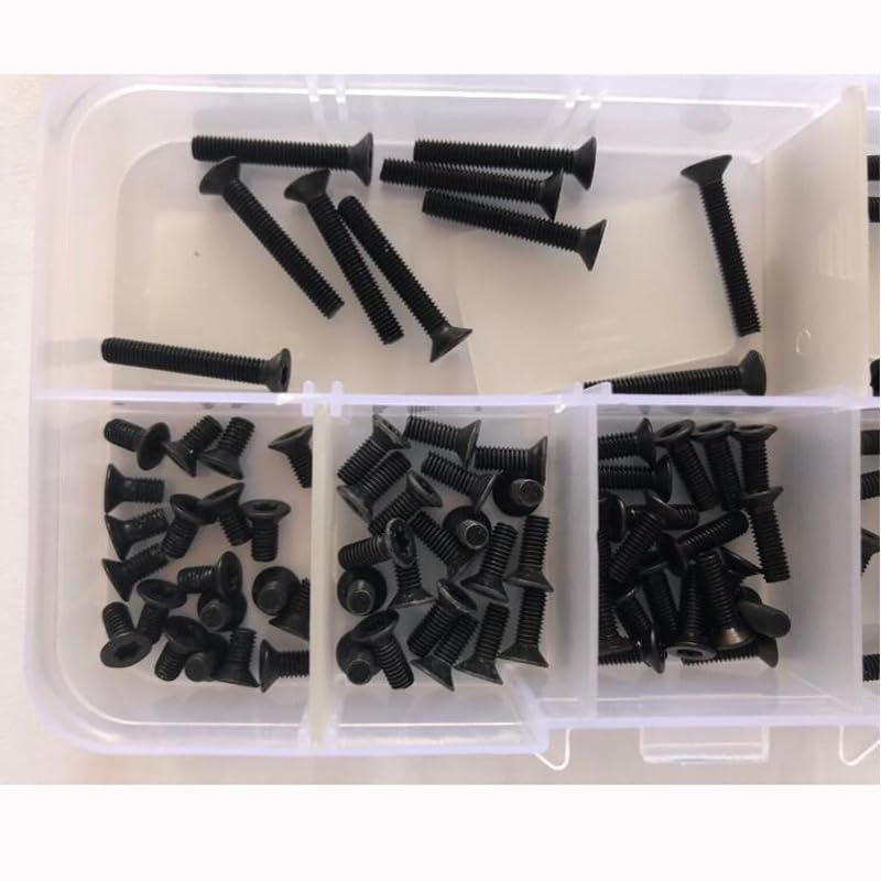 50PCS Torx Screw Flat Head Bolts Machine Screws (M4) Black 6-16mm Length Sets Assortment