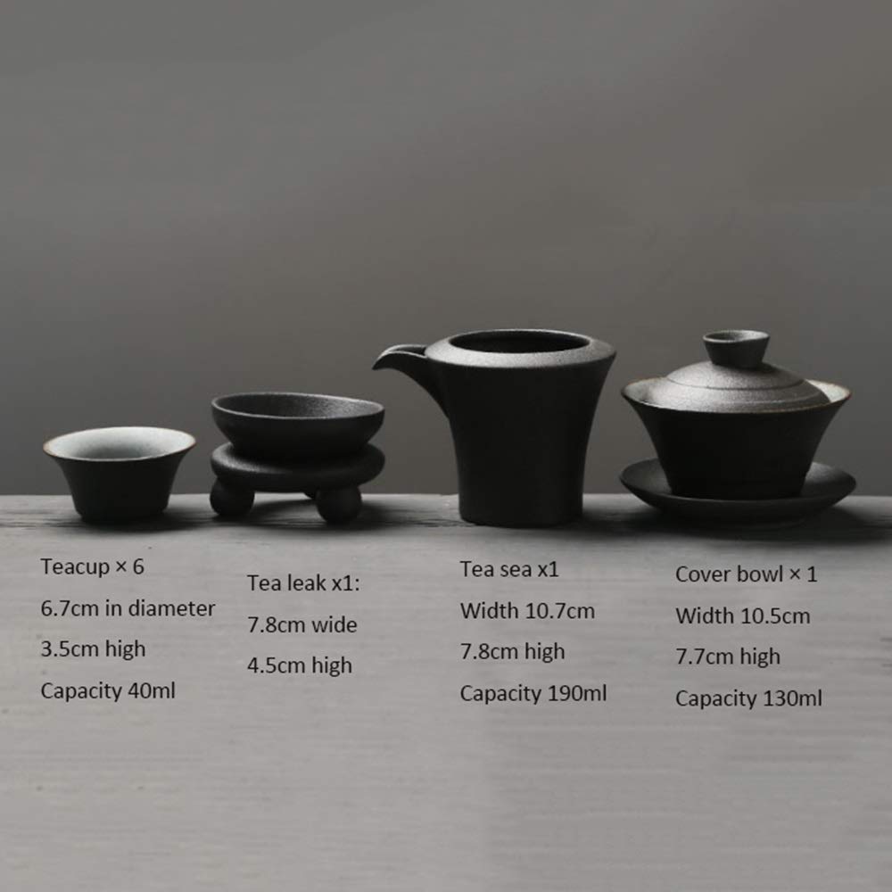 Ensemble complet de service à thé Grès noir carbone Kung Fu tasse à thé avec coffret cadeau (bol à trois pièces), service à thé rétro décoration
