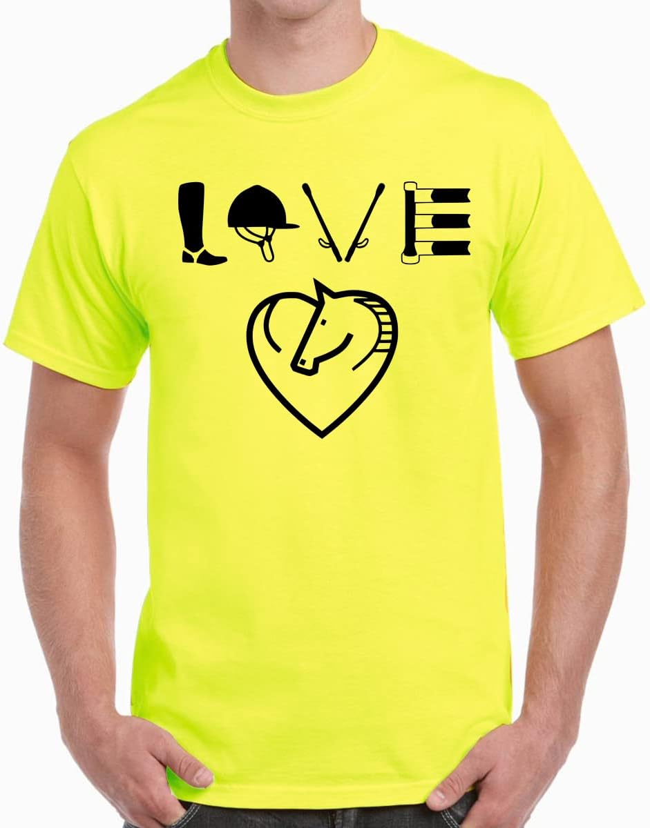 Caseria Men's Round Neck Cotton Half Sleeved T-Shirt with Printed Graphics - Horse Love