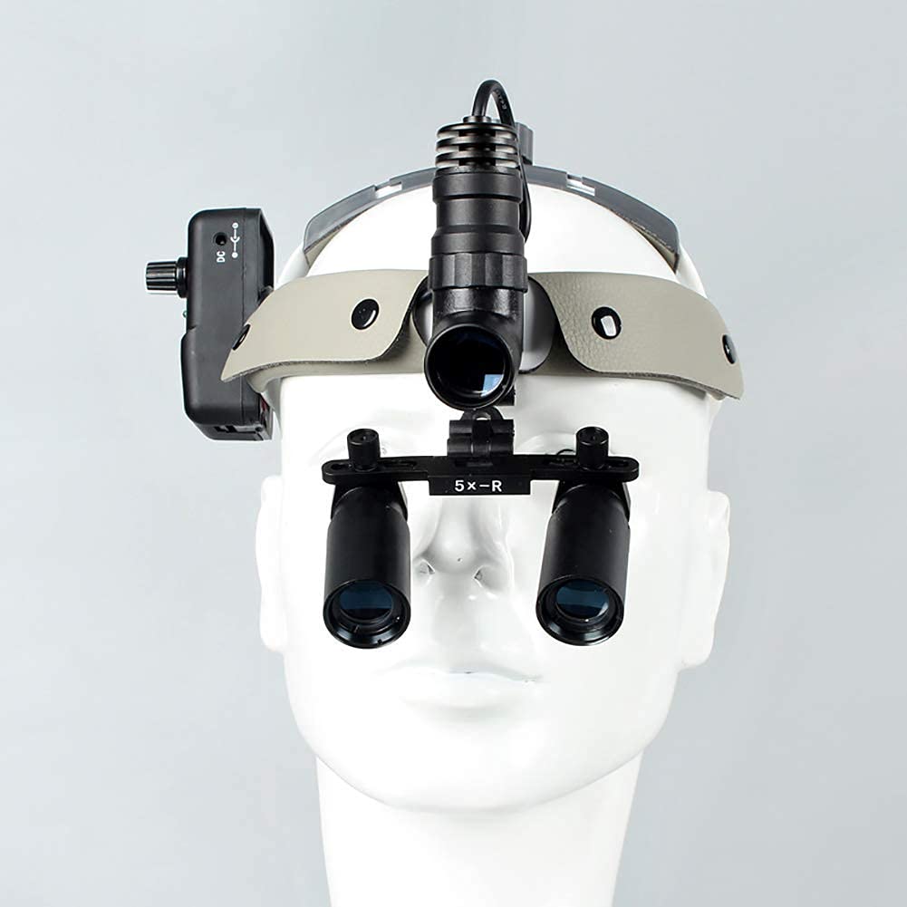 Lupas Dentales De Aumento 4X 5X, Lupas Quirúrgicas Binoculares, Linterna Frontal Quirúrgica Led De 5W, Diadema Dental, Ampliamente Utilizadas En Odontología, Cirugía Estética Y Laboratorio.