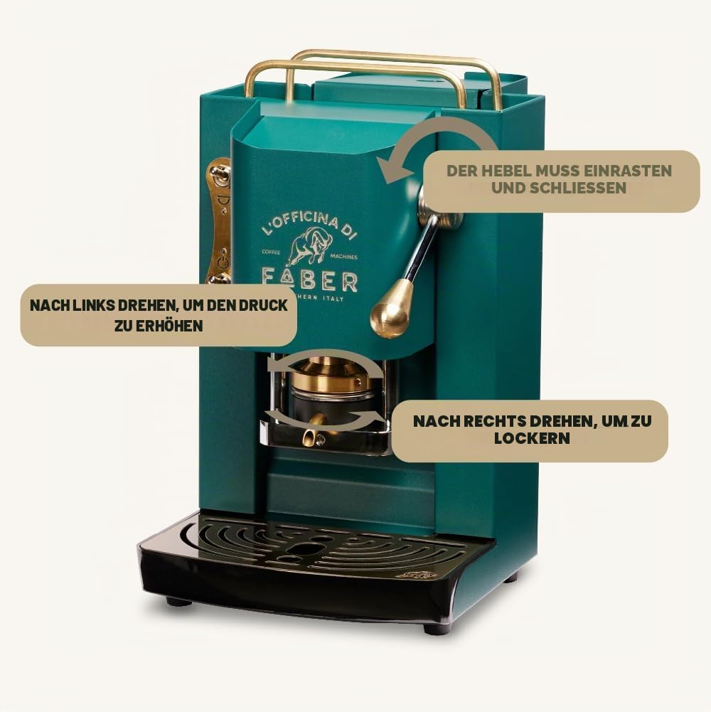 Faber PRO Total Deluxe Brass Coffee Maker, 44 mm (British Green)