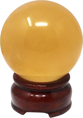 Bola de esfera de cristal citrino natural de Feng Shui de 2 pulgadas+soporte y una pulsera de cuerda roja gratis Y1386