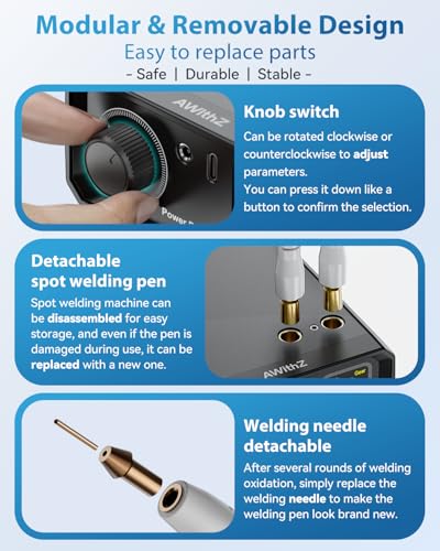 Saldatrice A Punti, Awithz 9000W Saldatrice A Punti Per Batteria Uk1,Funzionamento Con Manopola Rotante,99 Marce, Azionamento A Pedale, Saldatrice A Punti Da 0,1-0,3Mm Per Fai Da Te - 5