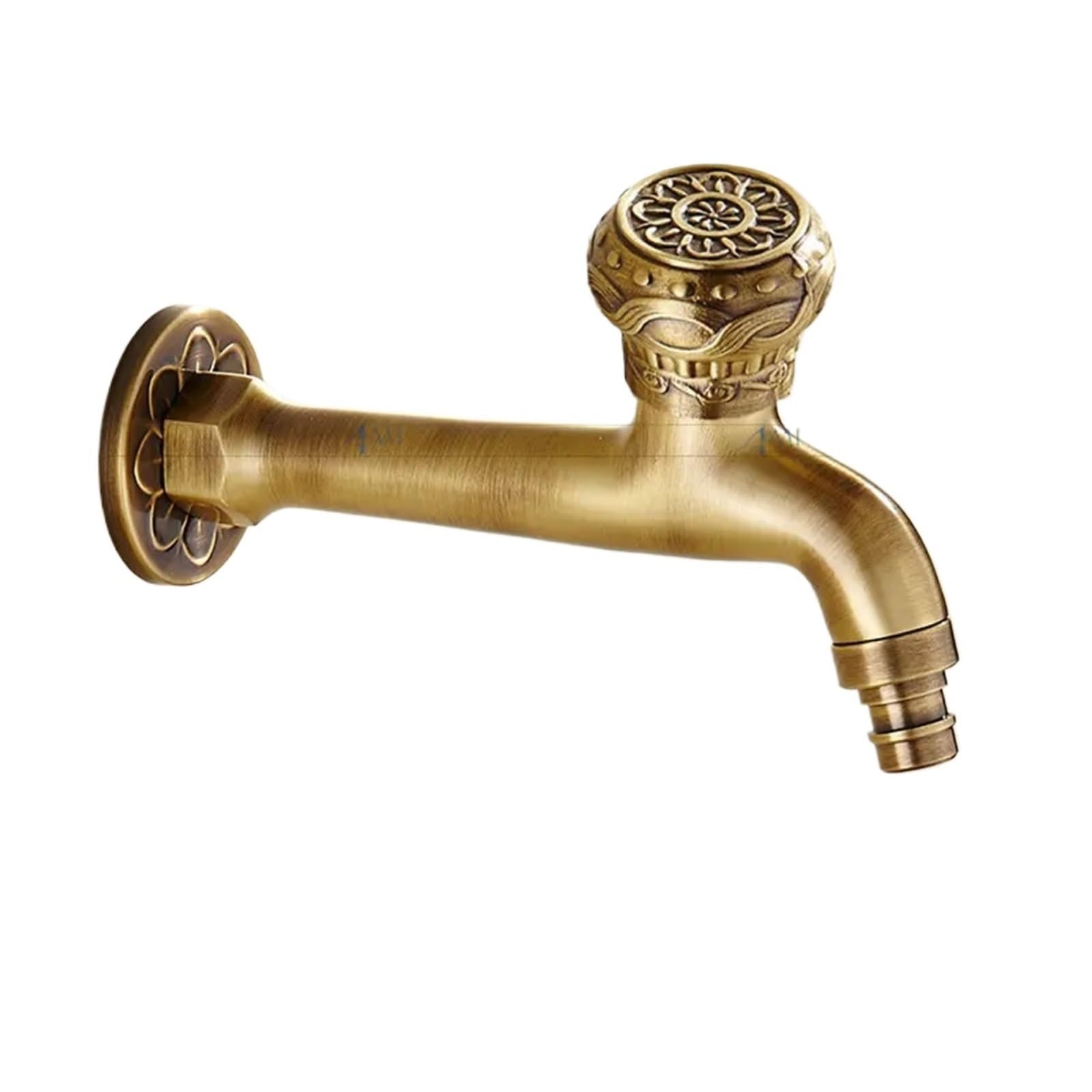 Garden Taps Brass Carved Tap Faucet Garden Bibcock Washing Machine Outdoor Single Cold(Style066)