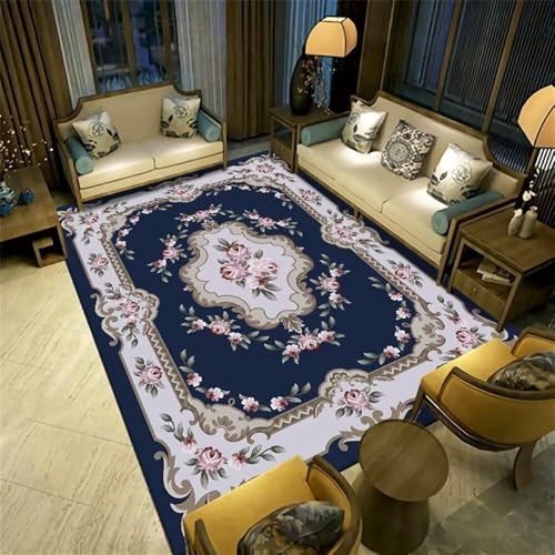 Tapis confortable et durable bleu 140x200 pour sol de chambre