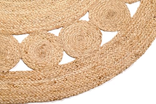 Tapete redondo de yute trenzado KEMA 5 pies natural miniatura 5