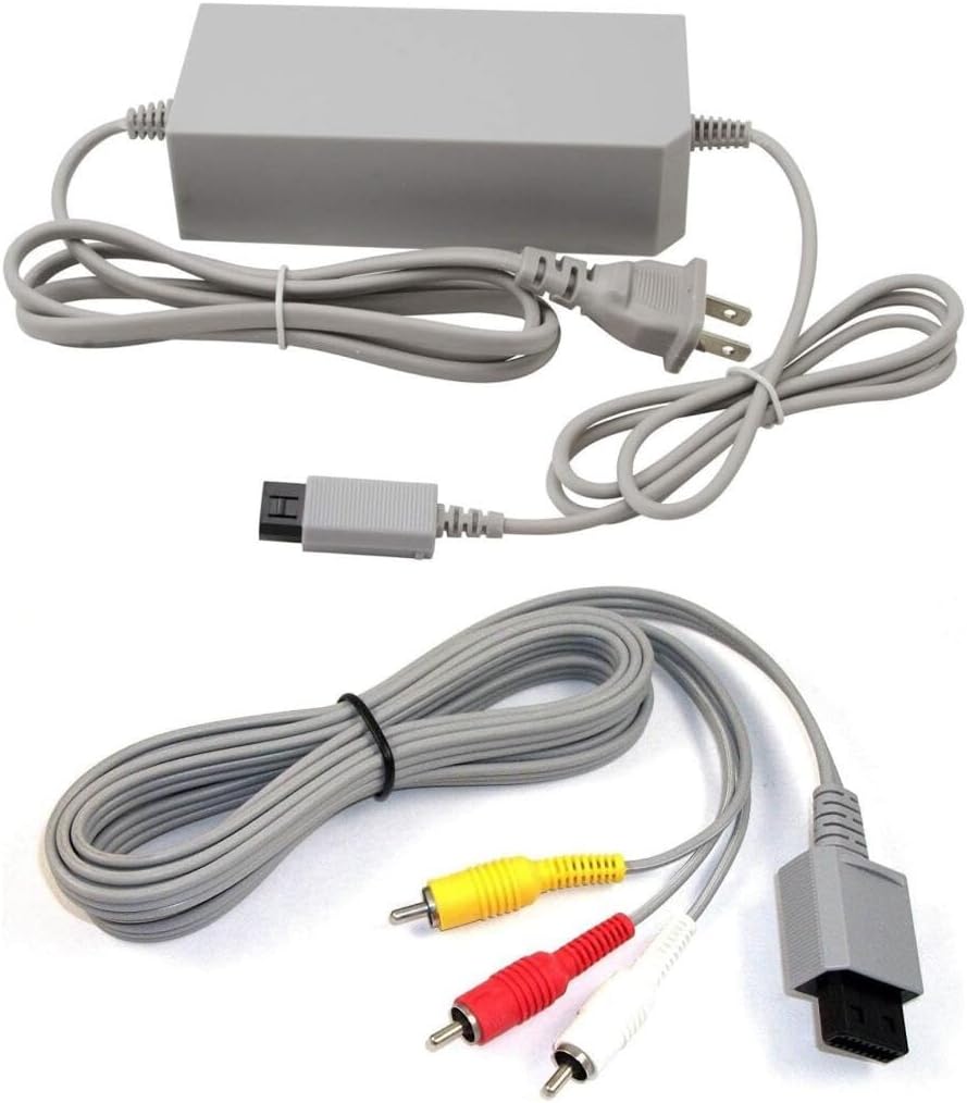 Power Supply Adapter US Plug Power Adapter with Audio Video AV RCA Video Composite Cable Compatible for Wii Console System