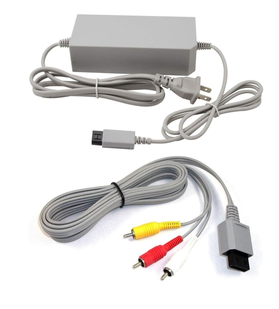 Power Supply Adapter Charger US Plug Power Adapter with Audio Video AV RCA Video Composite Cable for Wii Console System