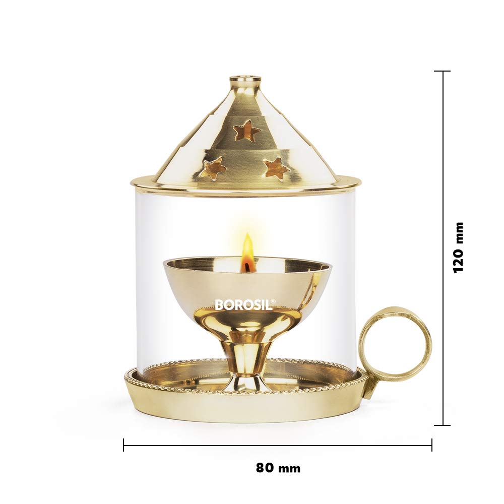 Borosil Brass Mangal Diya - Traditional Indian Diya -3