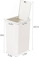 Vista 7 de TIPGO Bathroom Trash Can with Lid, 10 Liter/ 2.6 Gallon Slim Garbage Can, Small Trash Bin Waste Basket with Pop-Up Lid for Kitchen, Bedroom, Living