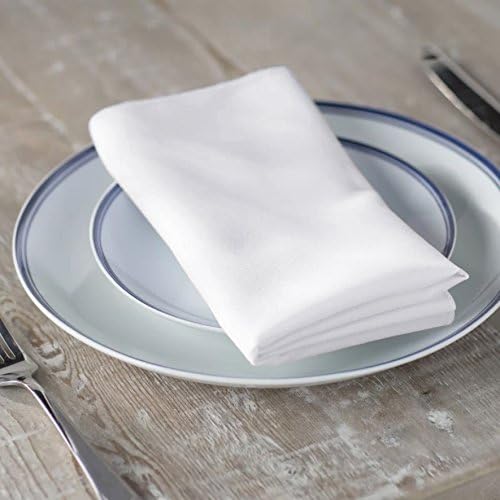 Remedios White Polyester Cloth Napkins - 17 x 17 Inch Soft Washable Dinner Napkins - Set of 12 Pieces Hemmed Edges Table Napkins for Wedding, Party, Restaurant