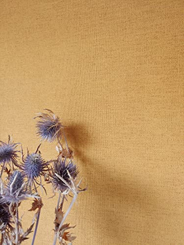 NEWROOM Papier peint Jaune Couleur Unie Intissé - Couleurs Unies Ocre Oranie Aspect Tissu Textile Moderne
