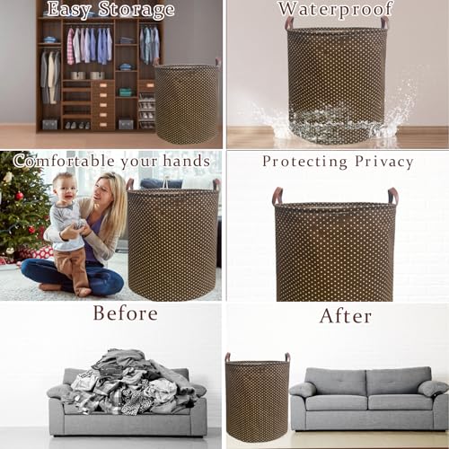 Image of 80L Waterproof Laundry Hamper in Family Leather Handle Laundry Basket in Dormitory Collapsible Laundry Bag in Nursery (96-Satisfied laundry hampers, 80L)