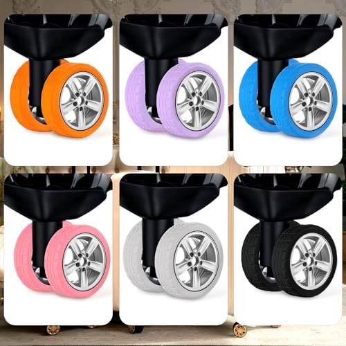 8pcs Luggage Wheel Covers, Portable Suitcase Wheel Protector Covers Colorful Silicone Luggage Wheel Covers Luggage Spinner Wheel Covers for Most 8 Caster Luggage Accessories(purple)4