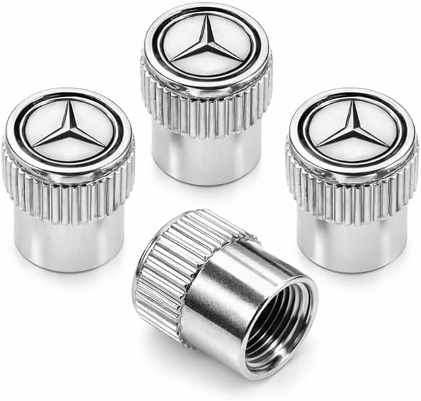 Mercedes Benz Genuine Q-6-40-8128 - Valve STEM CAPS, Silver with Black Star
