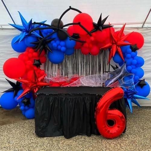 Red Blue Black Balloon, 12 Inch Spider Party Decorations, Matte Red Black and Royal Blue Latex Balloon with Confetti Balloons for Kids Boys Spider Hero Theme Birthday Baby Shower Halloween Party - Image 6